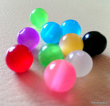 10mm Multicoloured Round Faux Opal Resin Beads, Spacer Beads x 10